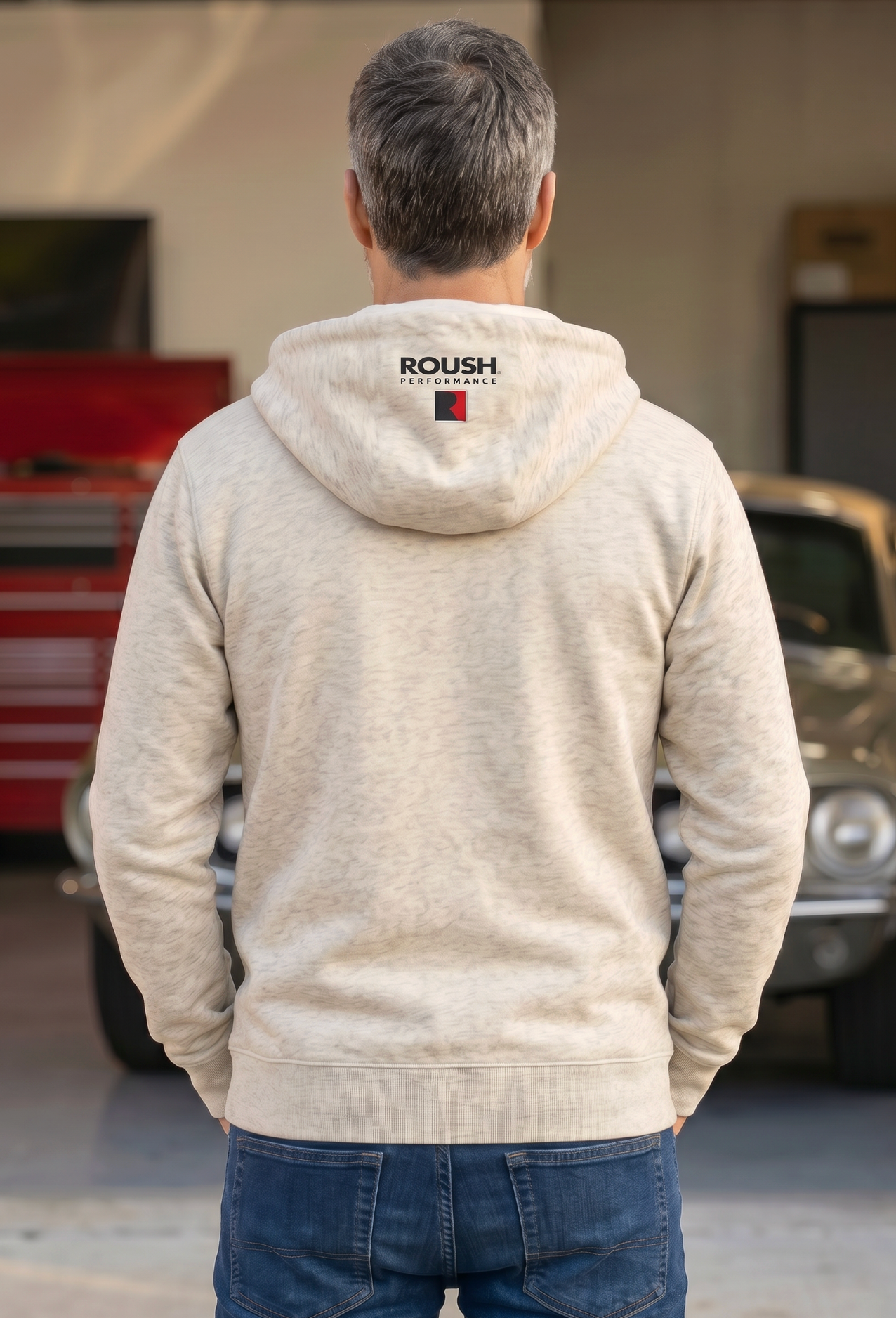 Roush Performance Embroidered Hoodie/Heather Oatmeal