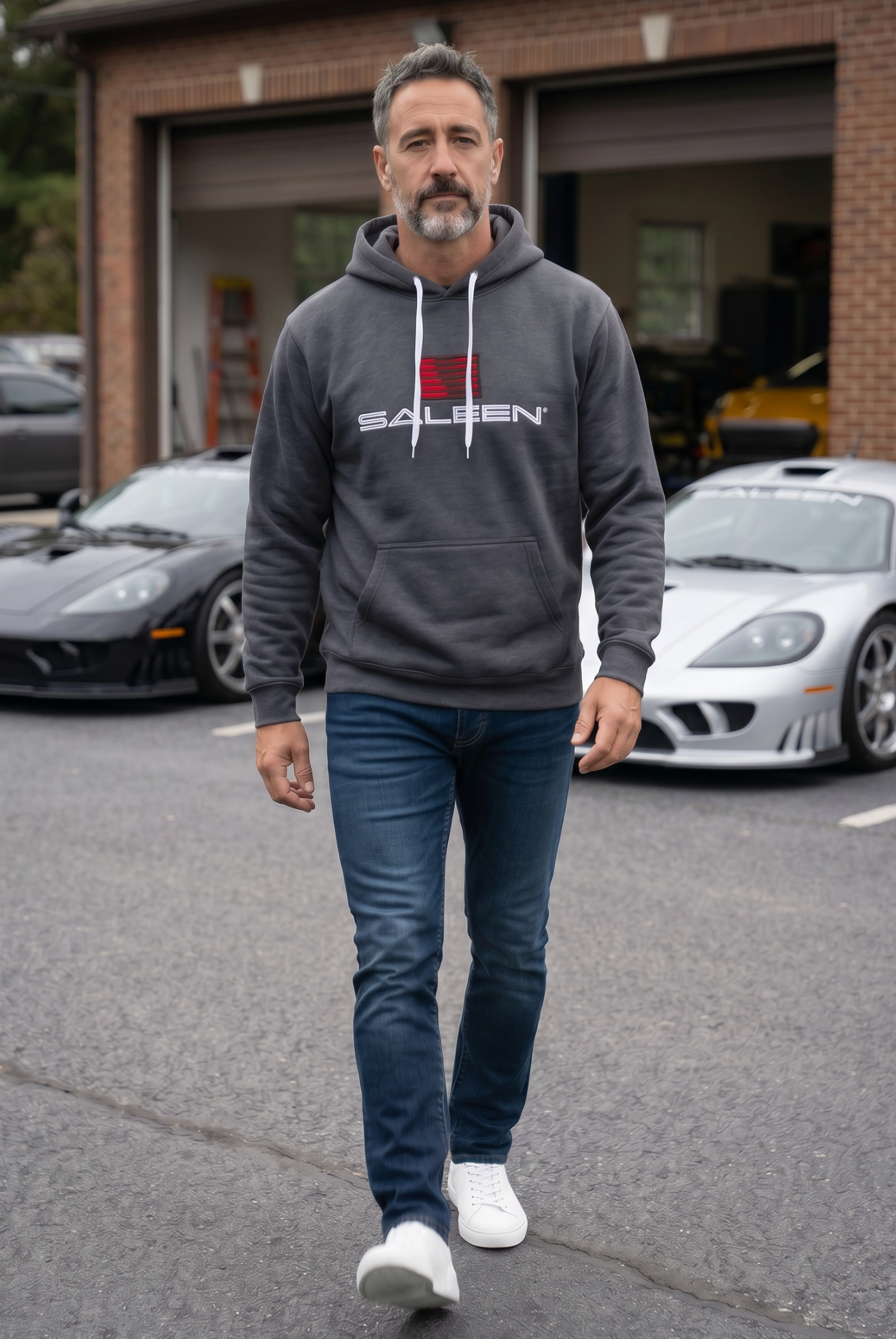 Saleen Embroidered Hoodie - Heather Charcoal