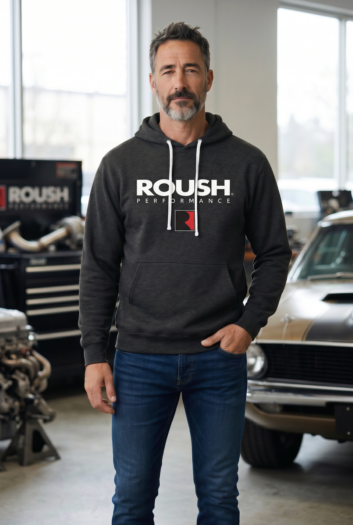 Roush Performance Embroidered Hoodie/Heather Charcoal