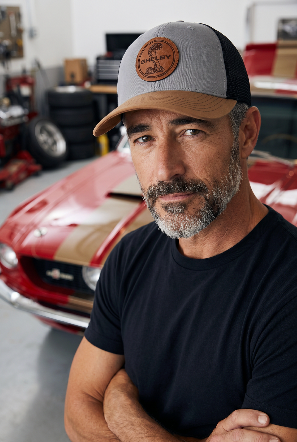 Shelby Round Logo Hat - Brown Leather Patch