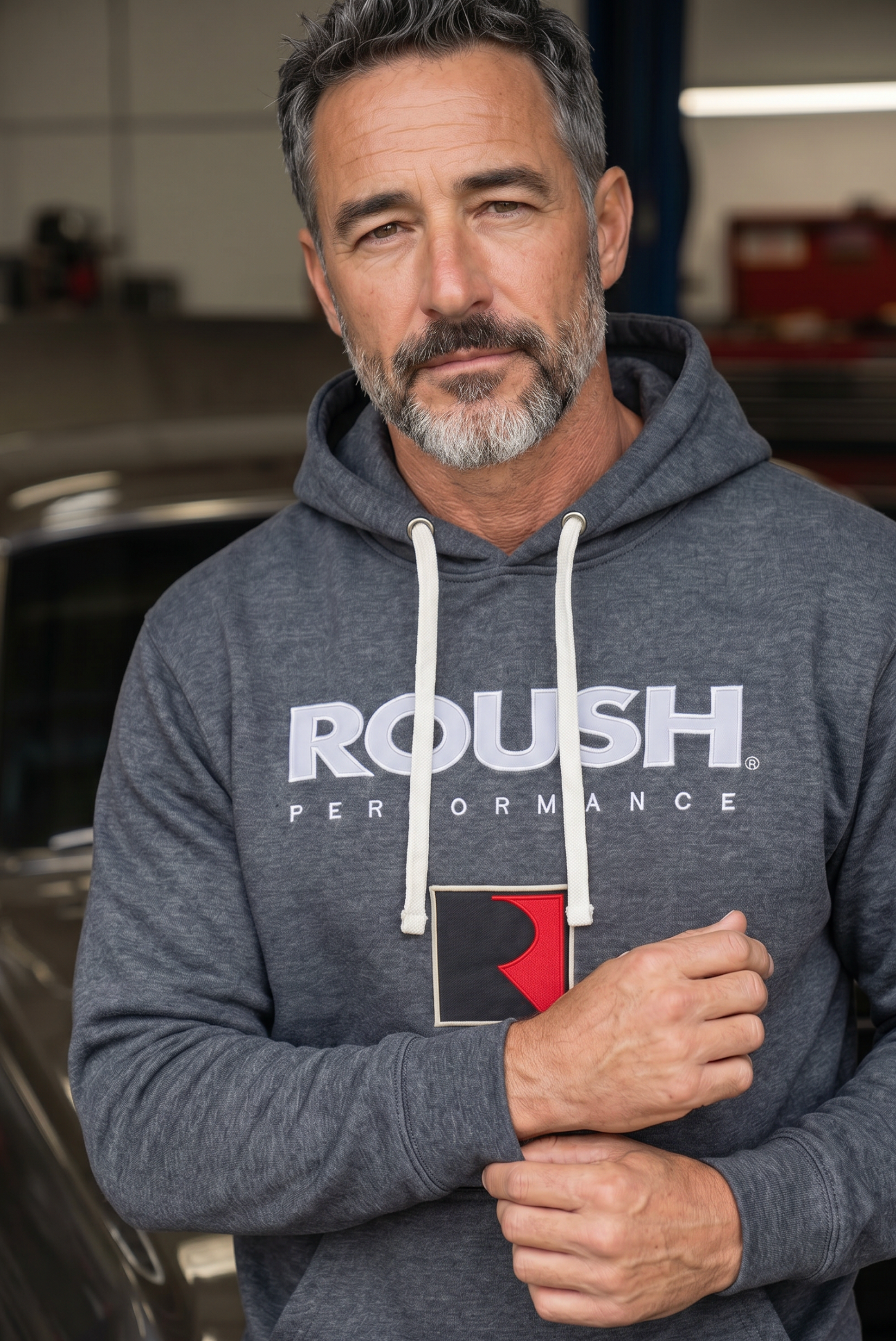 Roush Performance Embroidered Hoodie/Heather Charcoal