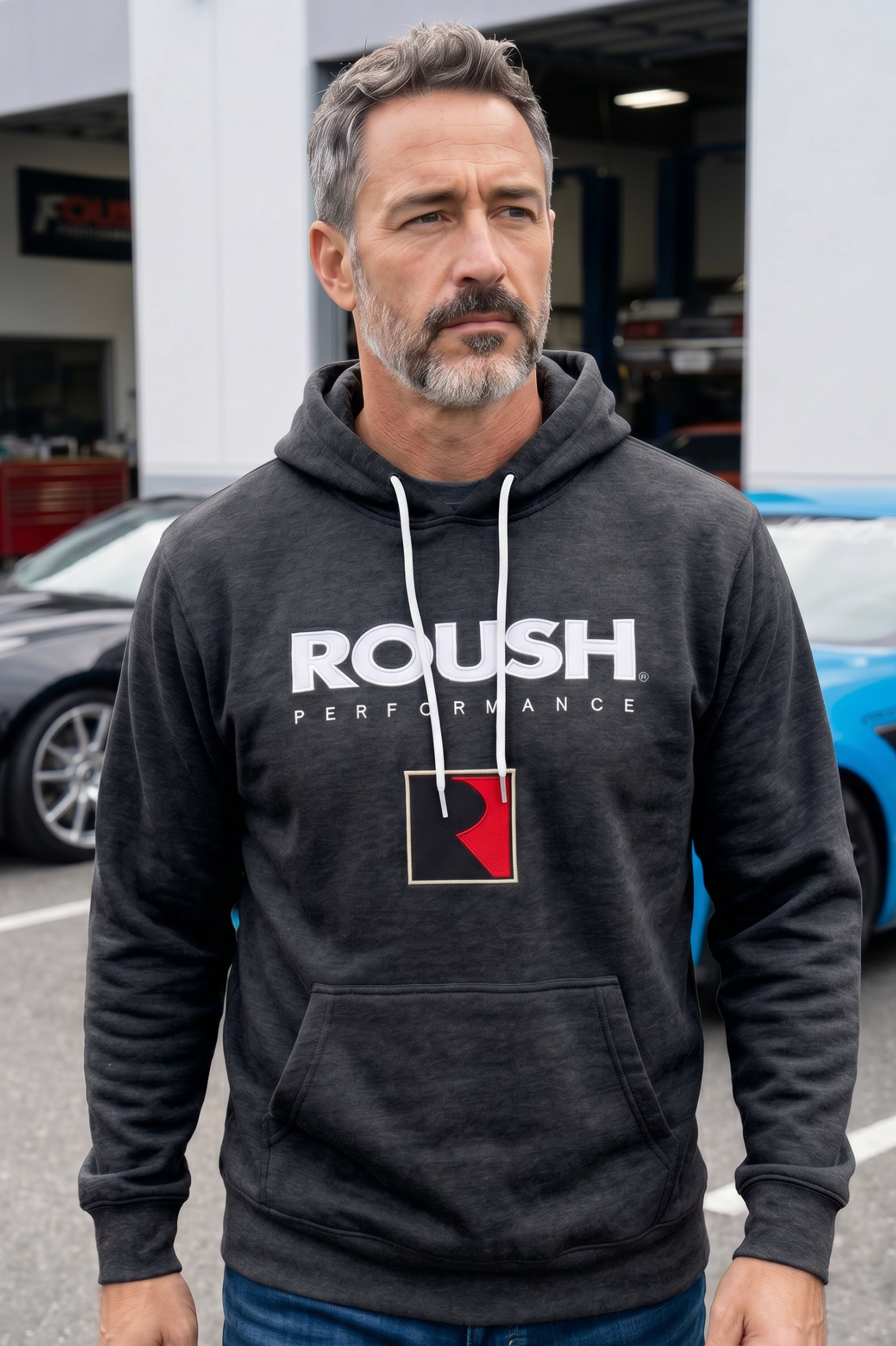 Roush Performance Embroidered Hoodie/Heather Charcoal
