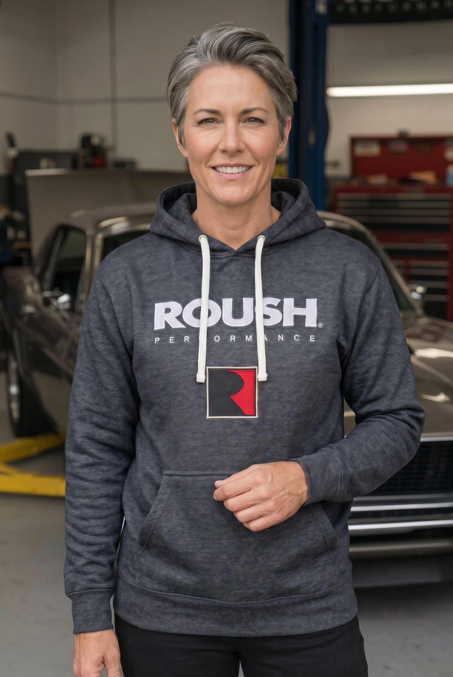 Roush Performance Embroidered Hoodie/Heather Charcoal